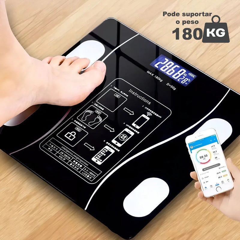 BalancePro® - Balança Digital Inteligente Bioimpedância Bluetooth Corporal | Acompanha sua evolução do início ao fim | App gratuito para Android e IOS