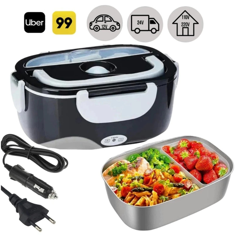 NutriPro® - Kit Completo Marmita Térmica Elétrica Inox Portátil Bivolt + Bolsa Térmica