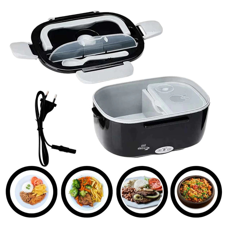 NutriPro® - Kit Completo Marmita Térmica Elétrica Inox Portátil Bivolt + Bolsa Térmica