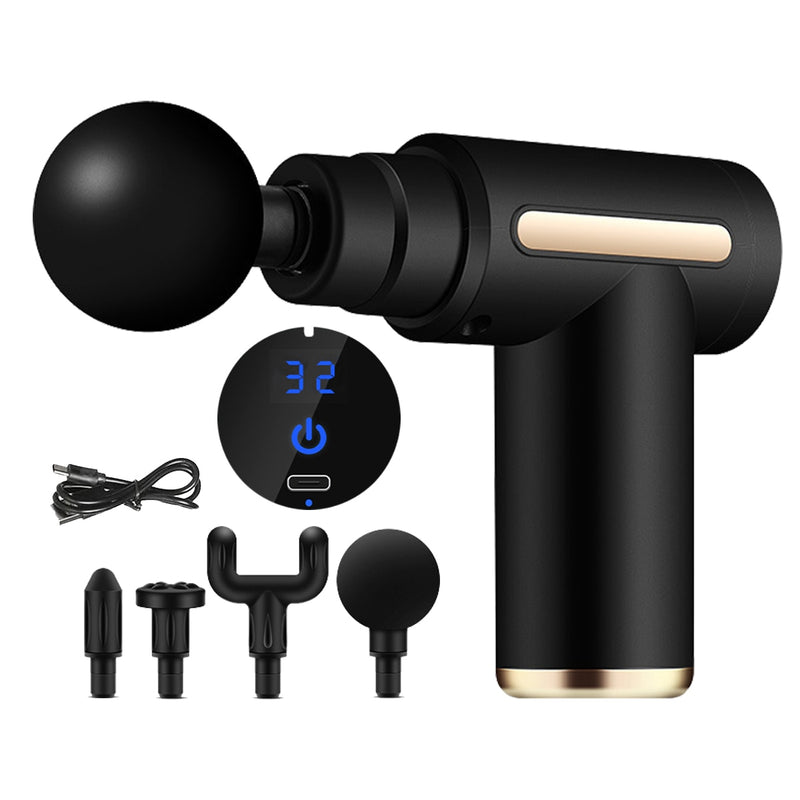 RelaxPro® - Pistola Massageadora Profissional 4 em 1 Portátil, Potente e Profunda