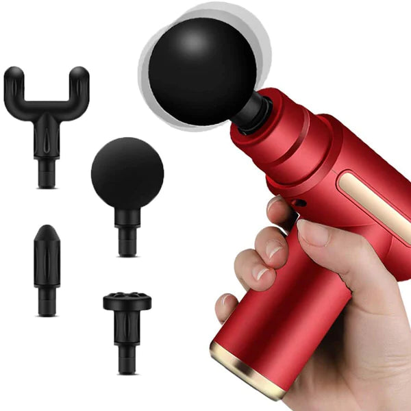 RelaxPro® - Pistola Massageadora Profissional 4 em 1 Portátil, Potente e Profunda