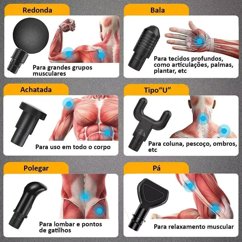 PulseForcePro® – Pistola Massageadora de Alta Performance com 30 Velocidades e 6 Ponteiras
