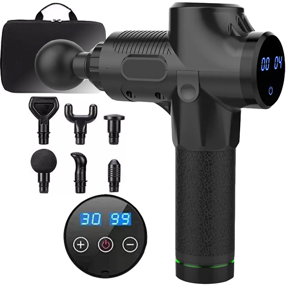 PulseForcePro® – Pistola Massageadora de Alta Performance com 30 Velocidades e 6 Ponteiras